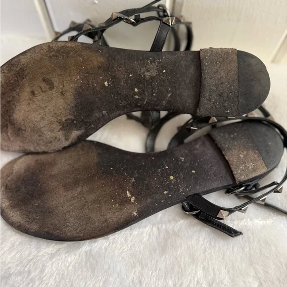 Valentino Noir Rockstud Gladiator Sandals